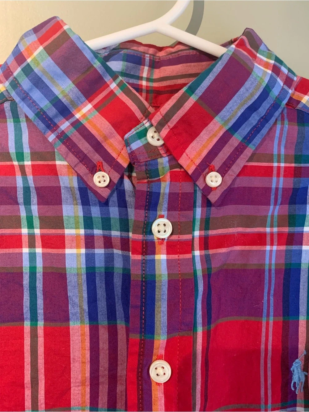 Ralph Lauren Red and Blue Plaid Button-Down Shirt